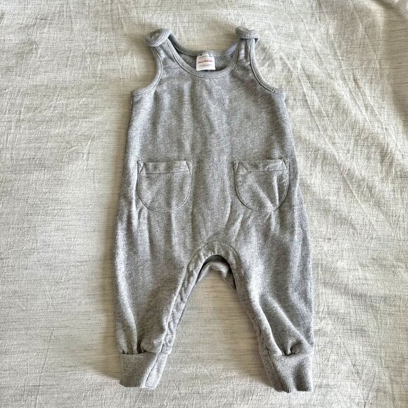 Hanna Andersson Baby French Terry Overalls Heather Grey - Picture 1 of 8